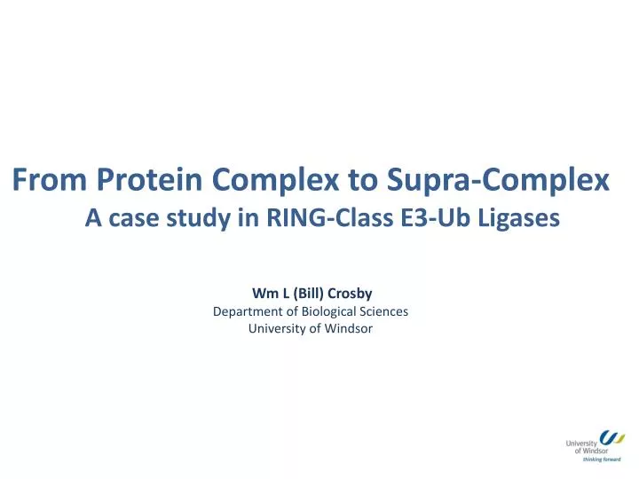 wm l bill crosby department of biological sciences university of windsor