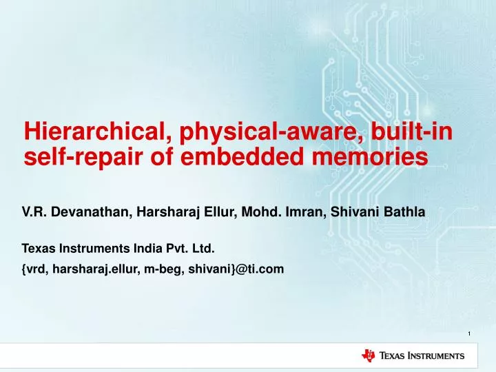 hierarchical physical aware built in self repair of embedded memories