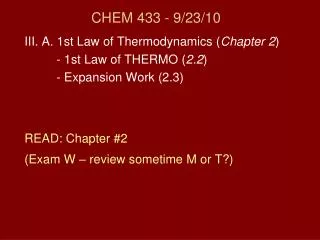 CHEM 433 - 9/23/10