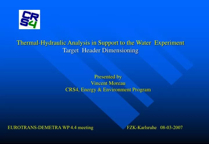 thermal hydraulic analysis in support to the water experiment target header dimensioning