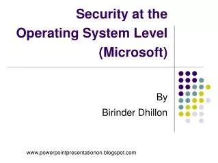 Security at the Operating System Level (Microsoft)