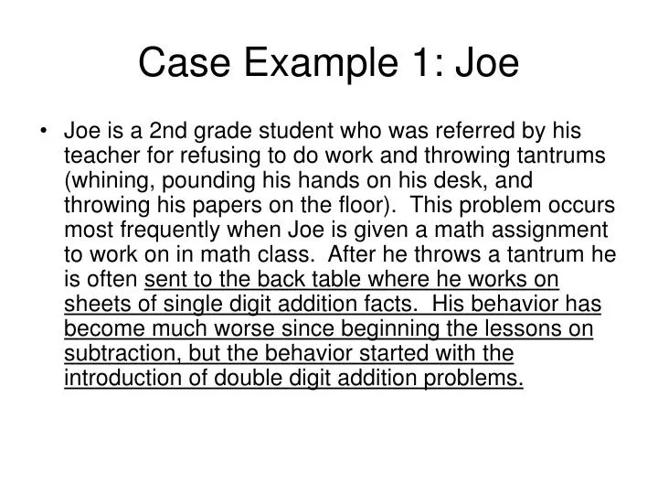 case example 1 joe