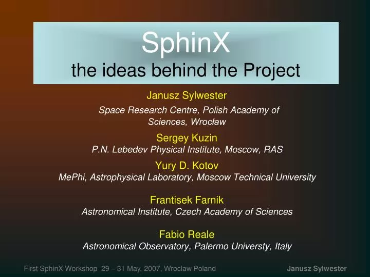 sphinx the ideas behind the project