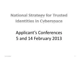National Strategy for Trusted Identities in Cyberspace Jeremy Grant