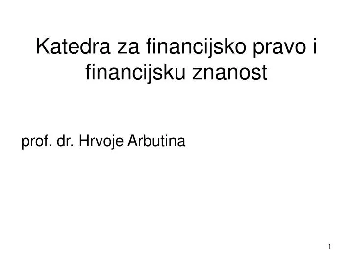 katedra za financijsko pravo i financijsku znanost