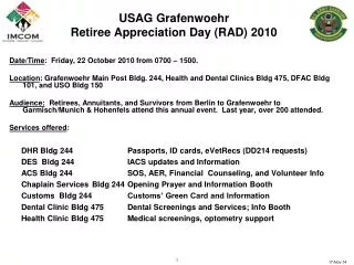 USAG Grafenwoehr Retiree Appreciation Day (RAD) 2010