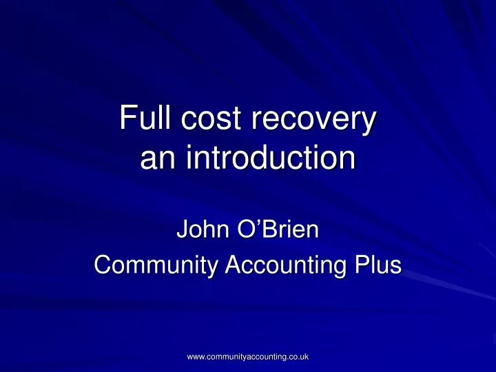 full cost recovery an introduction