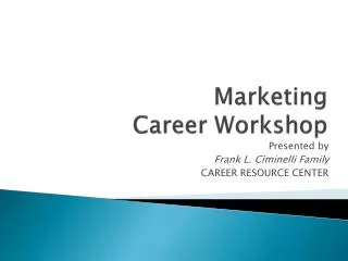 Marketing Career Workshop