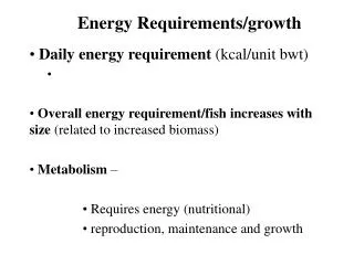 Energy Requirements/growth
