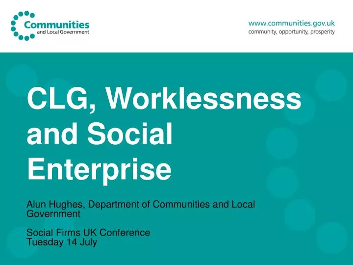 clg worklessness and social enterprise