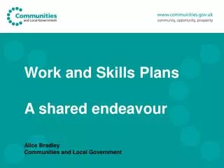 Work and Skills Plans A shared endeavour