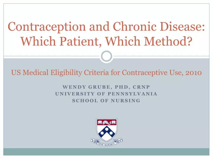 contraception and chronic disease which patient which method