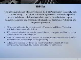 IRBNet Initial Submission Training Tool