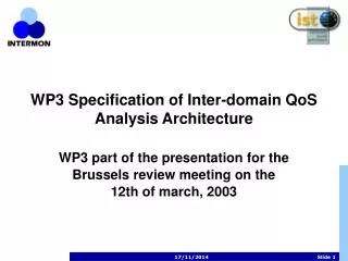 WP3 Specification of Inter-domain QoS Analysis Architecture