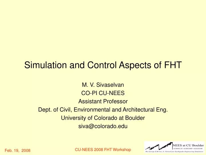simulation and control aspects of fht