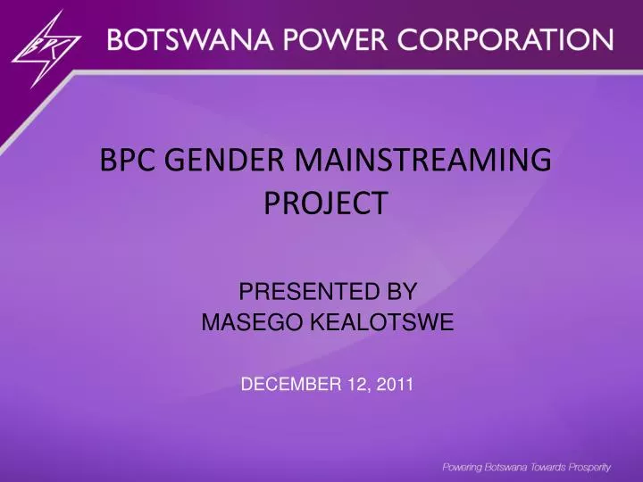 bpc gender mainstreaming project