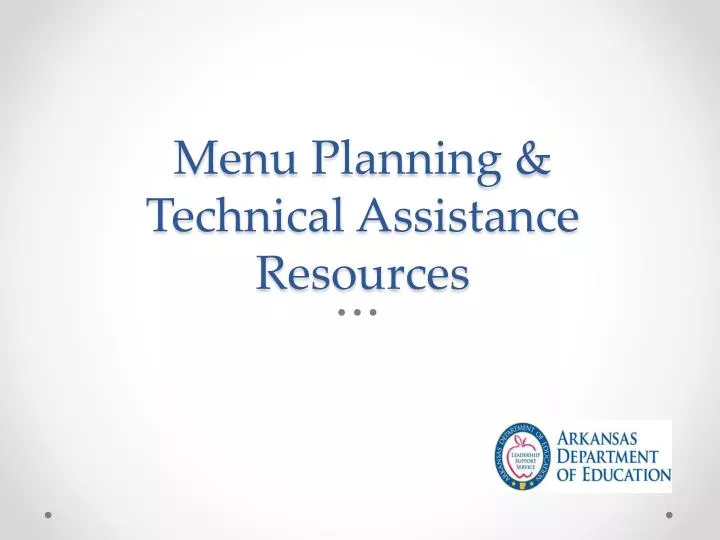 menu planning technical assistance resources