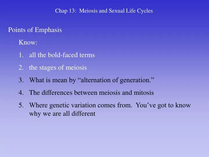 chap 13 meiosis and sexual life cycles