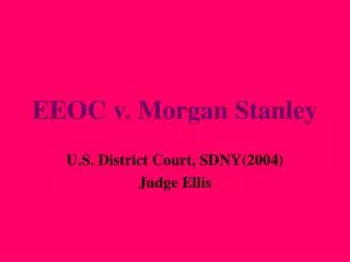 EEOC v. Morgan Stanley