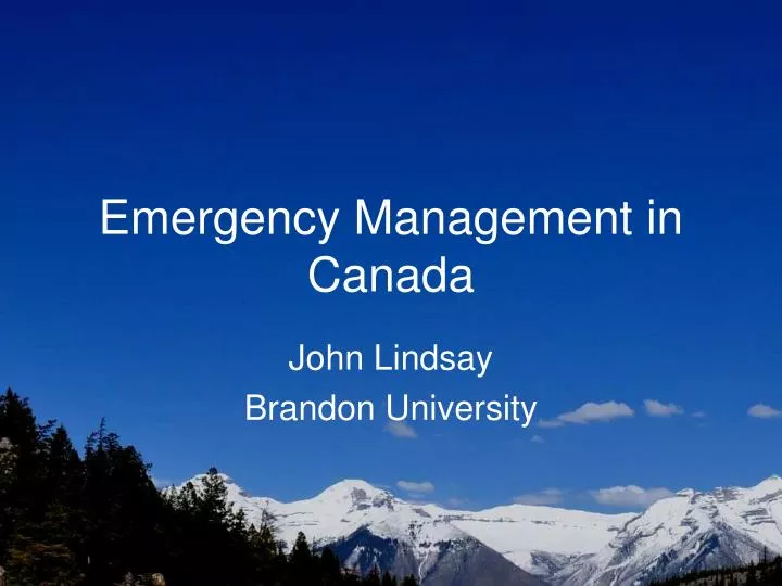 emergency management in canada