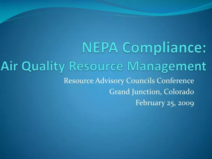 nepa compliance air quality resource management
