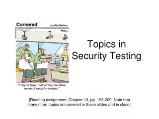 Topics in Security Testing