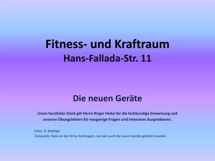 fitness und kraftraum hans fallada str 11