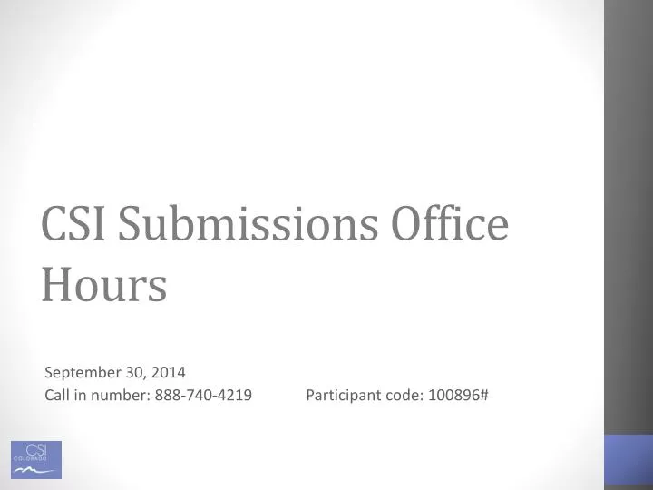 csi submissions office hours