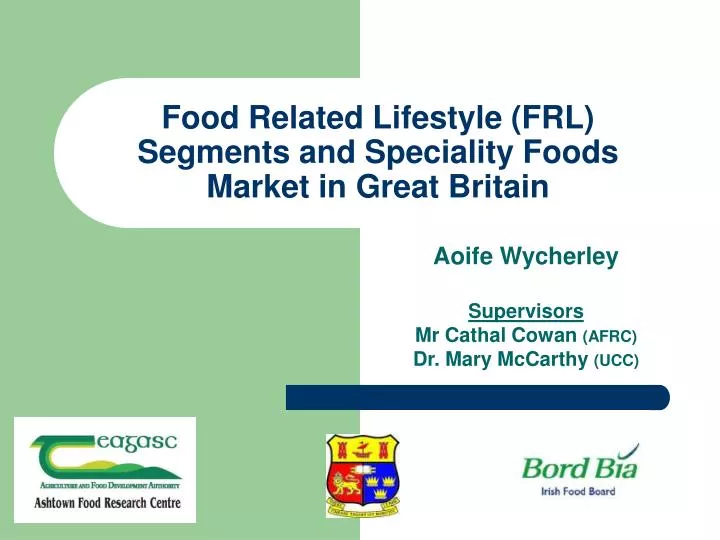 food related lifestyle frl segments and speciality foods market in great britain
