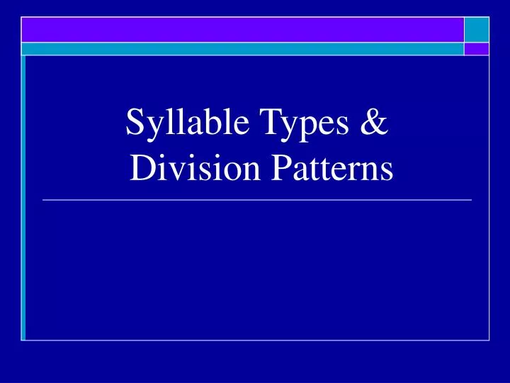syllable types division patterns