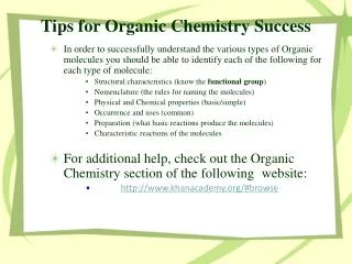 Tips for Organic Chemistry Success