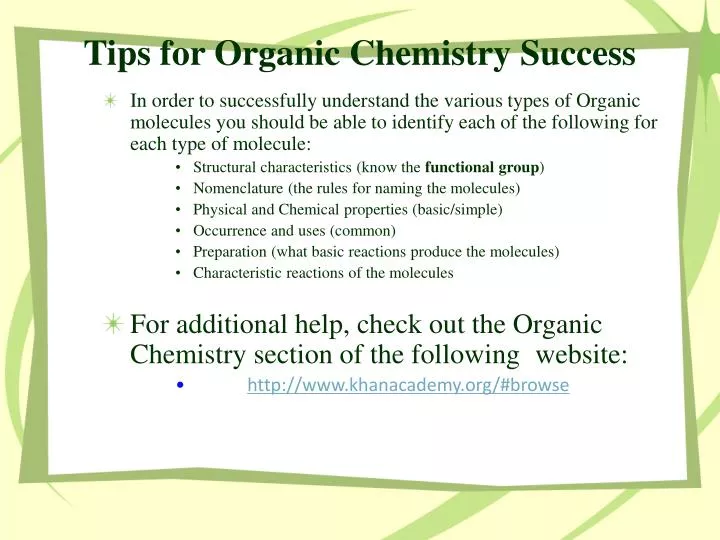 tips for organic chemistry success