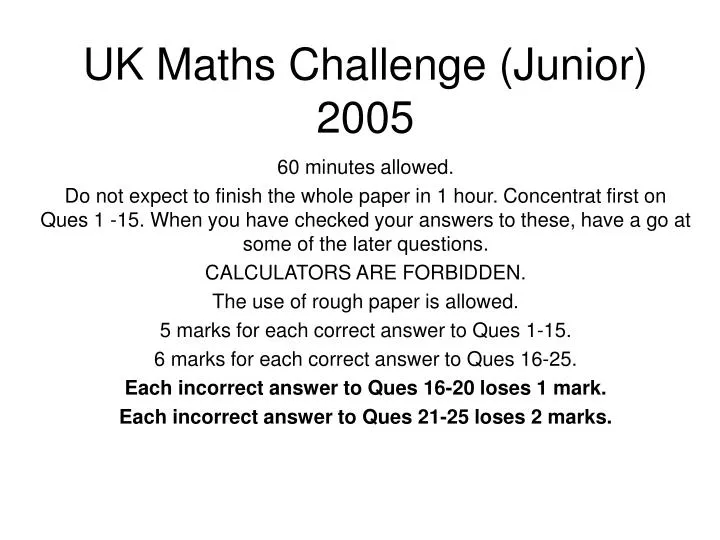 uk maths challenge junior 2005