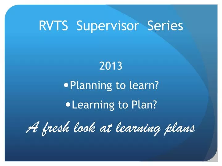 rvts supervisor series