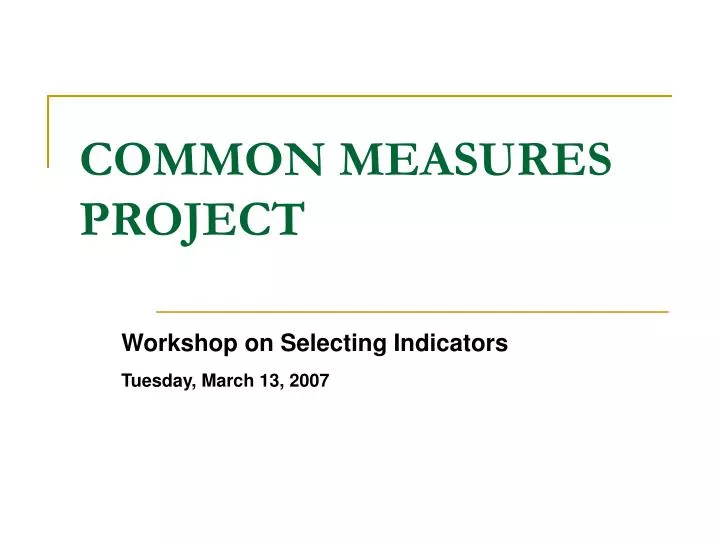 common measures project