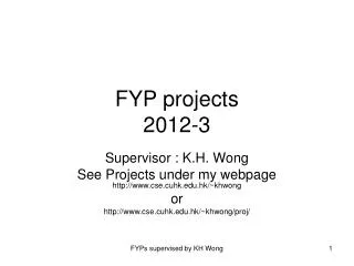 FYP projects 2012-3