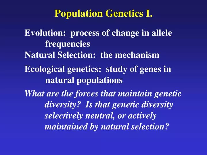 population genetics i