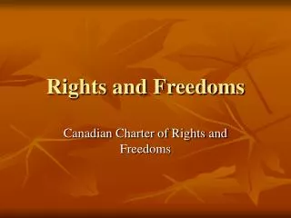Rights and Freedoms