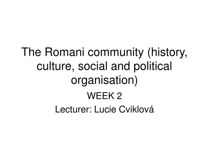 the romani community history culture social and political organisation