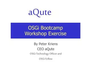 OSGi Bootcamp Workshop Exercise