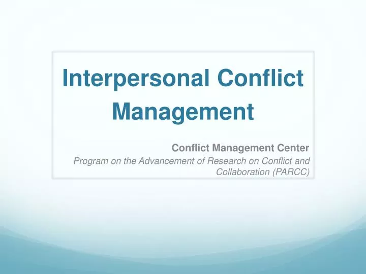 interpersonal conflict management