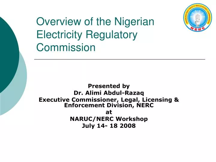 overview of the nigerian electricity regulatory commission