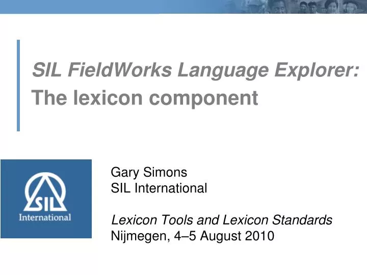 sil fieldworks language explorer the lexicon component