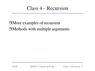 Class 4 - Recursion
