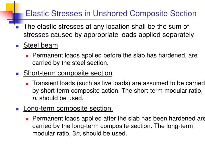 elastic stresses in unshored composite section