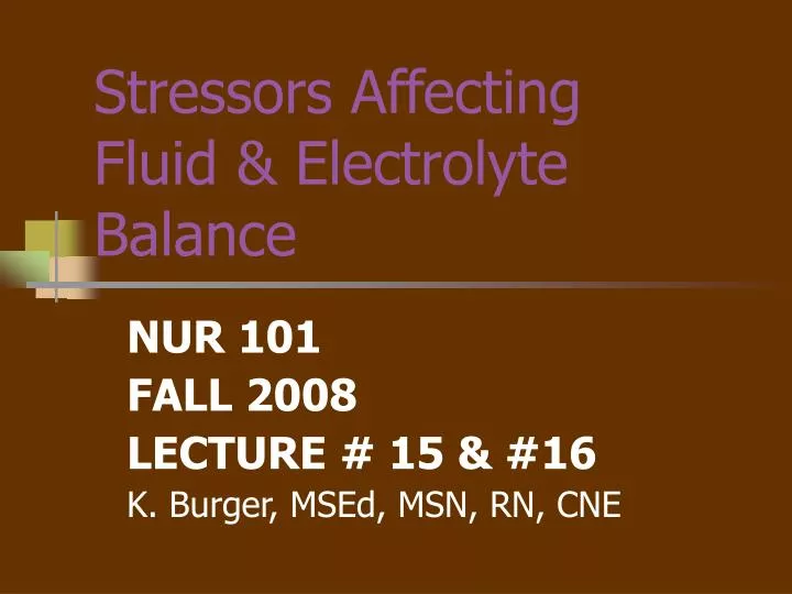 stressors affecting fluid electrolyte balance