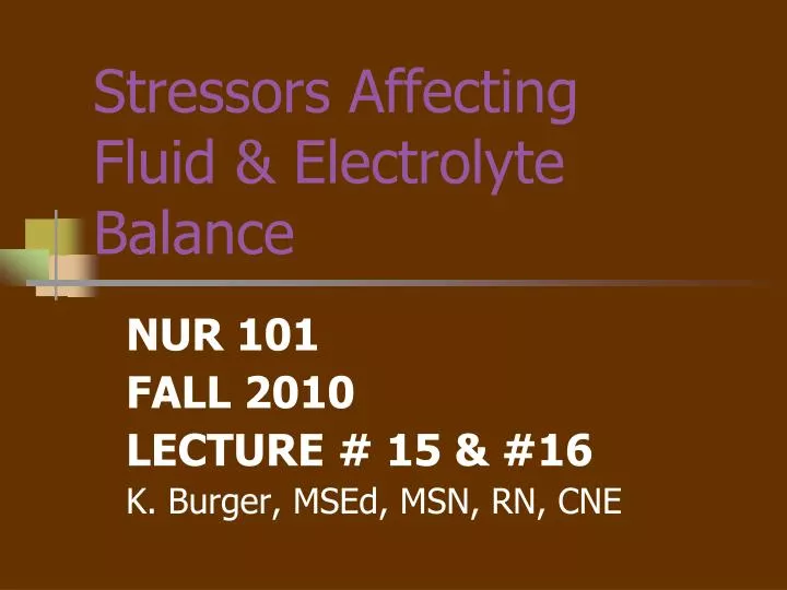 stressors affecting fluid electrolyte balance