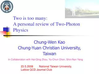 Chung-Wen Kao Chung-Yuan Christian University, Taiwan