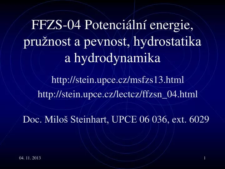ff z s 0 4 potenci ln energie pru nost a pevnost hydrostatika a hydrodynamika