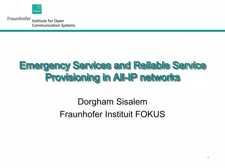 emergency services and reliable service provisioning in all ip networks